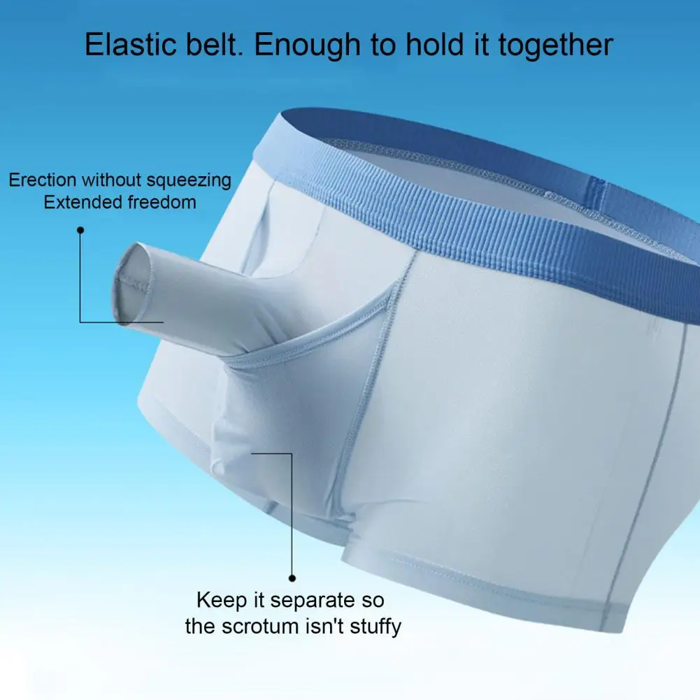 Elastic Mid-waist Men Underwear High Elasticity Men\'s Cotton Boxers Soft Quick Dry Breathable Underwear with U Convex Design