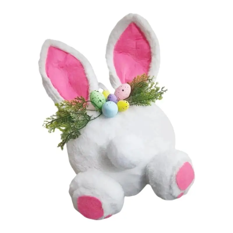 E8BD Colorful Festival Accessory Rabbit Ears and Eggs Design Elastic Band for Hanging Soft Fabric 28x20cm Perfect for Enhancing