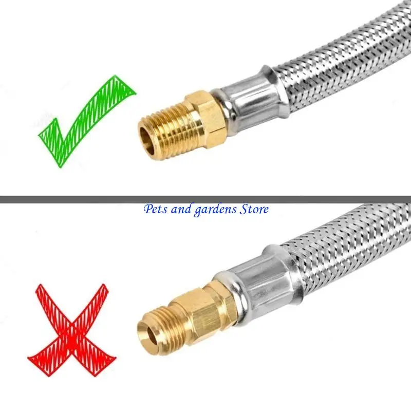

H051 17inch Regulator Propane Hose Connector Replacement Stainless Steel Propane Hose with Gauges 1/4in Male NPT