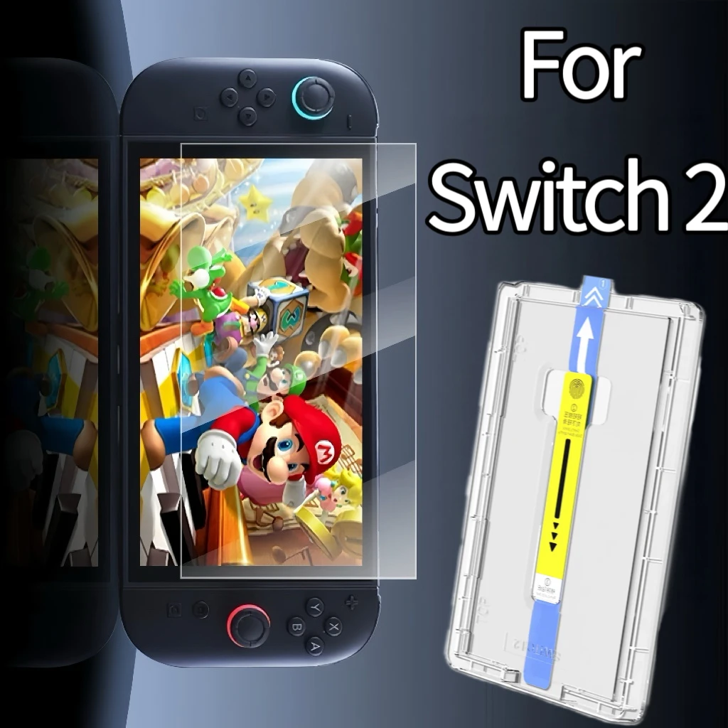 Displayschutzfolie aus gehärtetem Glas für Nintendo Switch 2 2022, kratzfest, blasenfrei, mit Ausrichtungsset