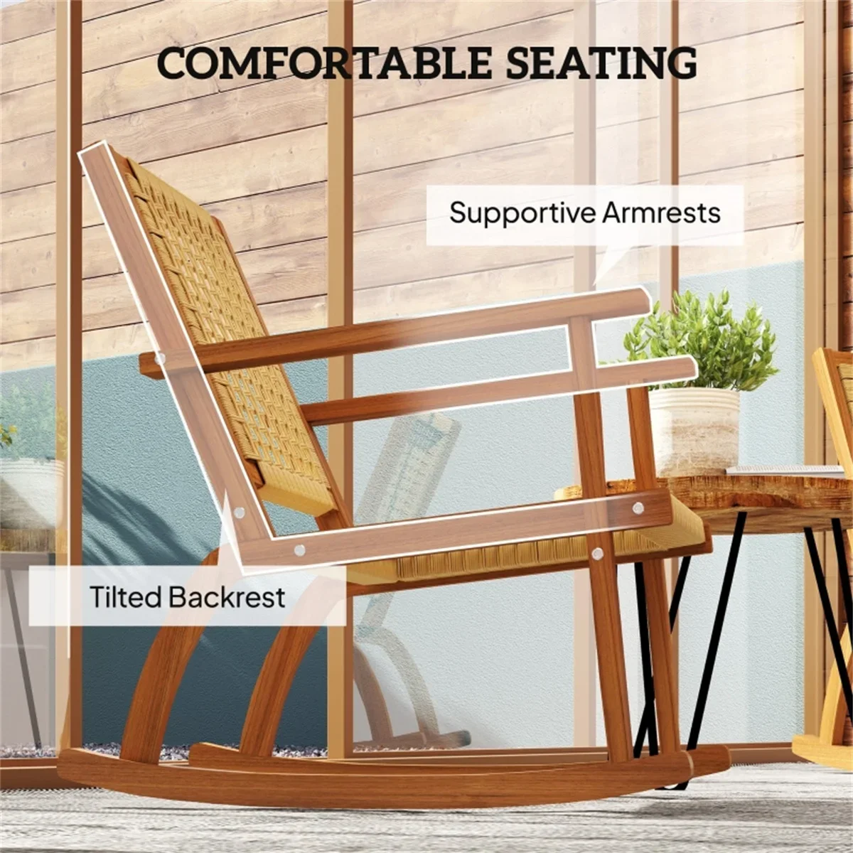 

Garden chair / Rocking Chair in Khaki Breathable round PE wicker back and seat offer cool comfort durable and economical
