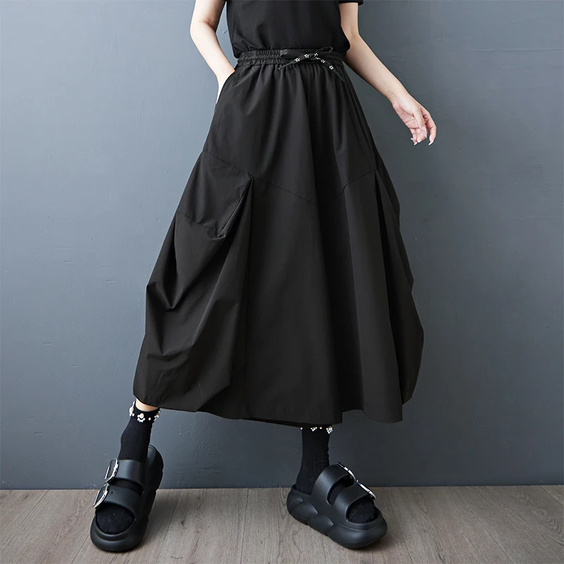 High Waist Loose Casual Pants Dark Style Fashionable Versatile Nine Point Skirt Polyester Fiber Summer New Arrival Women's Pants