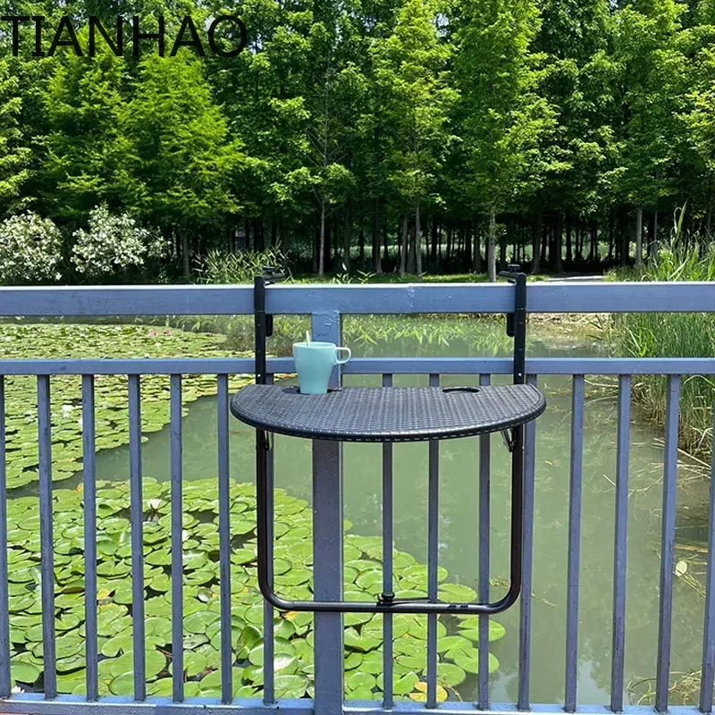 The balcony hanging table can be adjusted to lift waterproof, imitation can be folded, hanging railing, onsale