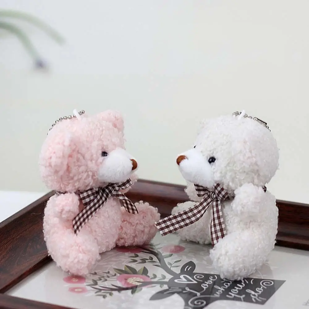 8CM Soft  Bear Cute Plush Bag Keychain Car Key Holder for Pendant Doll Kids Toys Stuffed Animals Fluffy Bear Keychain Gift