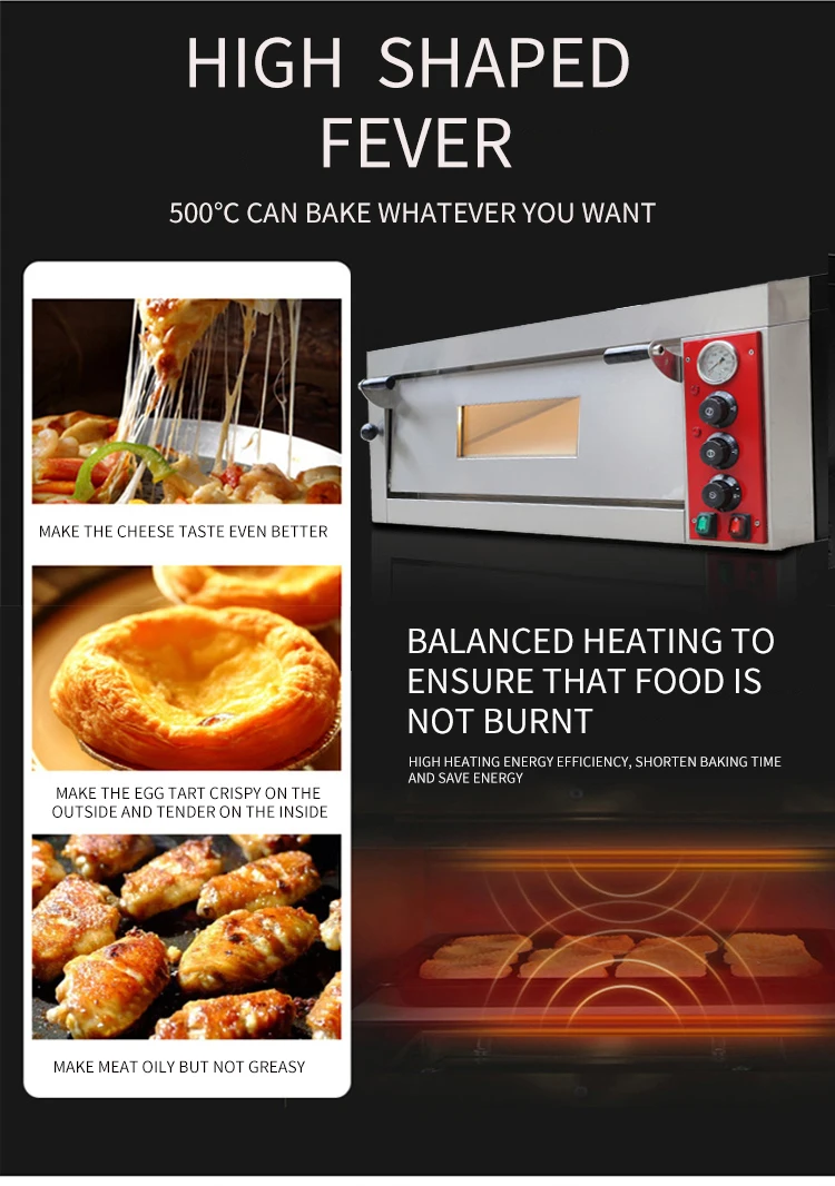 Professional 500 Degree 2 Decks Pizza Oven Kitchen Commercial Bread Bakery Oven Electric Horno Single Stainless Steel SY 10000