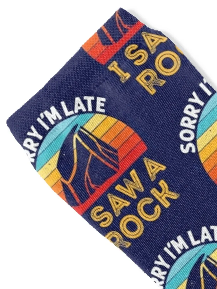 Sorry I'm Late I Saw a Rock Rockhound Socks designer brand tennis Christmas Boy Socks Women's