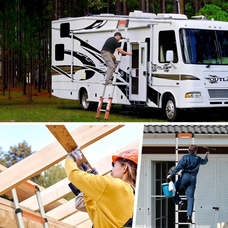 LUISLADDERS Telescoping Ladder Multi-Use Telescopic Extension Ladder One-Button Retraction Anti-Pinch and Anti-Slip 330 Lb