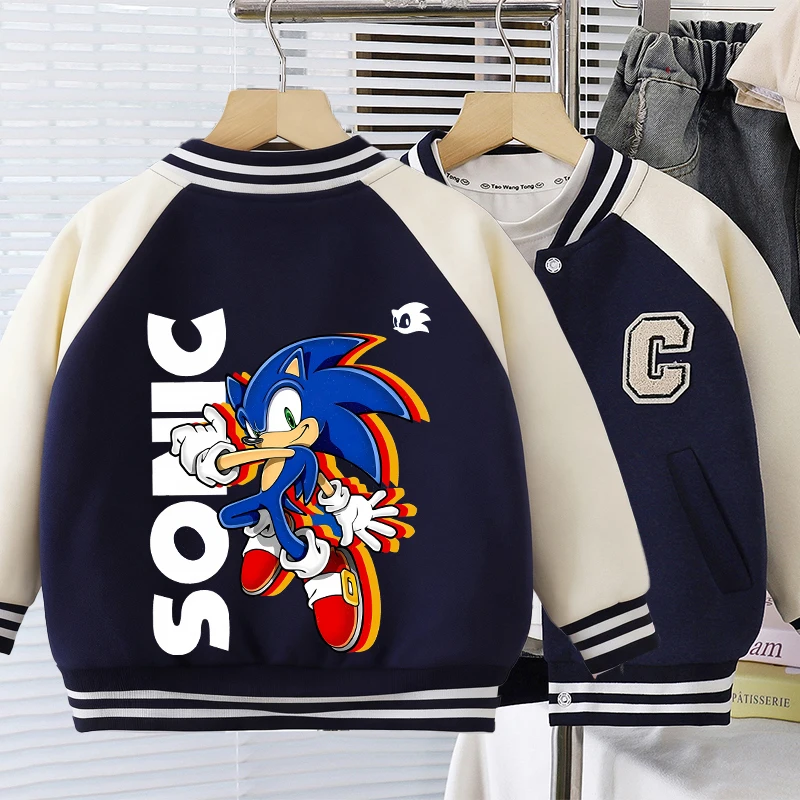Sonics, chaquetas para niño y niña, abrigos de béisbol de primavera para niño, cárdigan con letras bordadas para niño, ropa de abrigo de dibujos animados a la moda de otoño