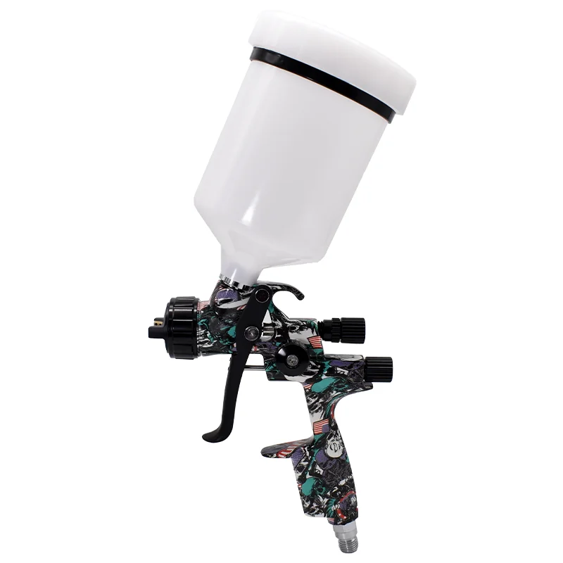 Water Transfer Printing1000B HVLP Spray Gun Gravity Feed Air Paint Sprayer 1.3mm Nozzle 600ml Cup High Atomization