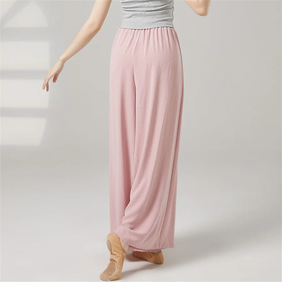 Women Loose Polyester Modern Dance Pant Practice High Waist Durable Classical Dance Trousers Soft Wide Leg Adult Dancing Costume