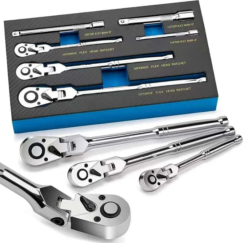 

6-piece Set of Shaking Head Ratchet Wrench 180 Degree Adjustable Movable Wrench