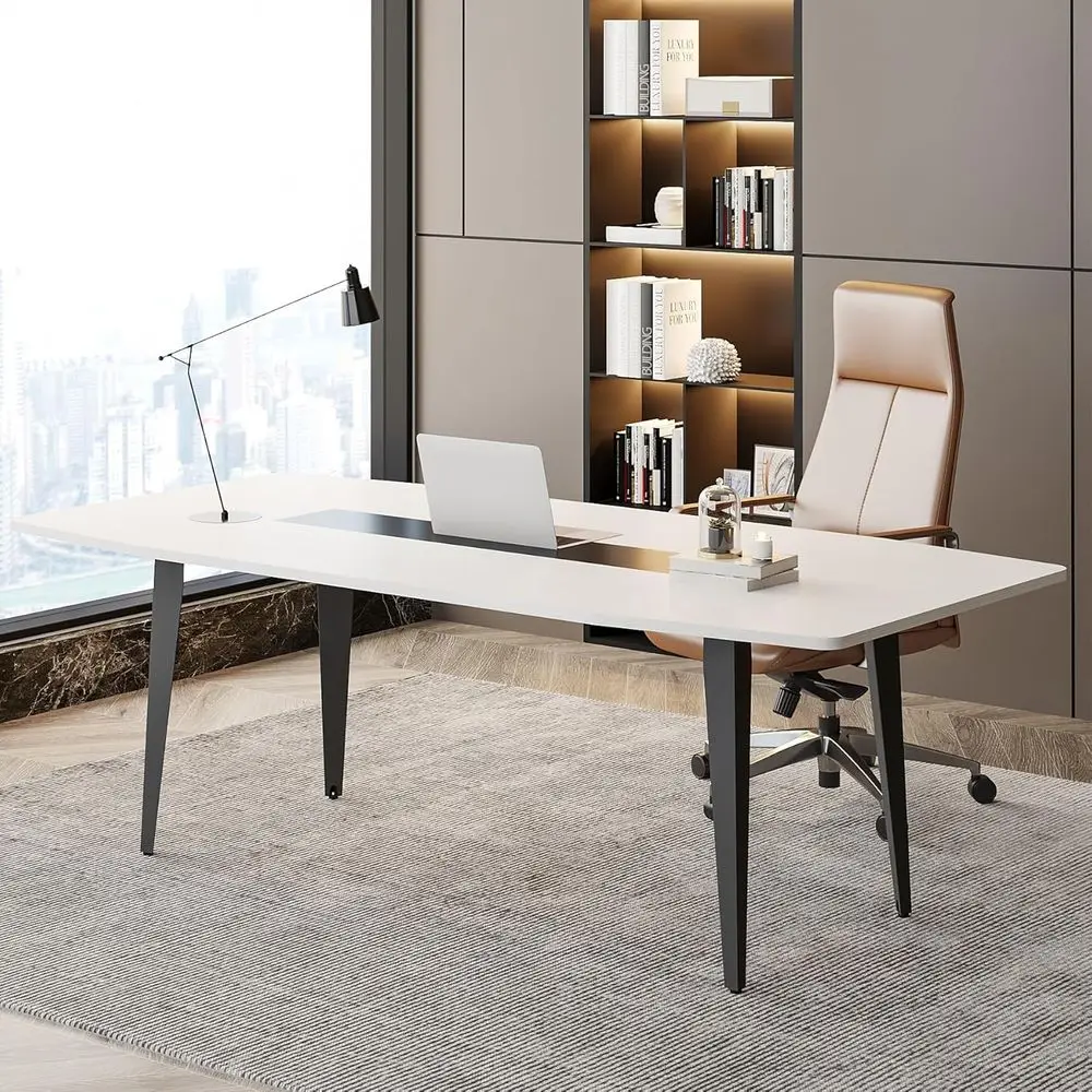 

Large Boat-Shaped 70 Executive Desk with Sturdy Metal Legs for Home or Office Use