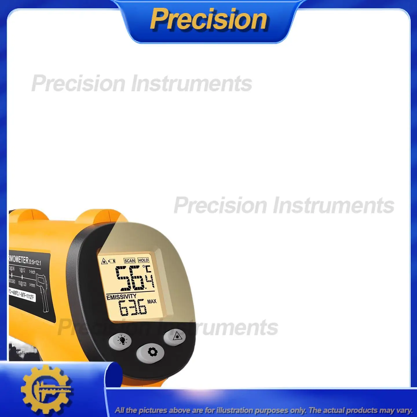 2026 Digital Infrared Thermometer for Industrial High Precision Temperature Measurement Electronic Gun for Water Oil Kitchen