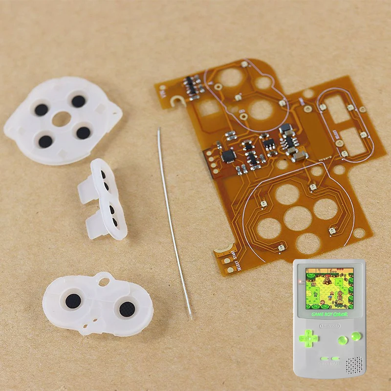 LED Button Light Kit For GameBoy Color LED Light Ribbon Board GBC DIY Button Light W/Rubber Pad