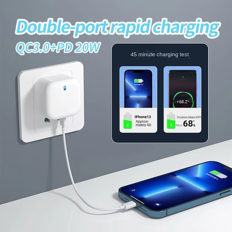 Applicable To For Apple Fast Charger Type c, US Standard Plug Double Port For Huawei Super Fast Charge PD Charging head