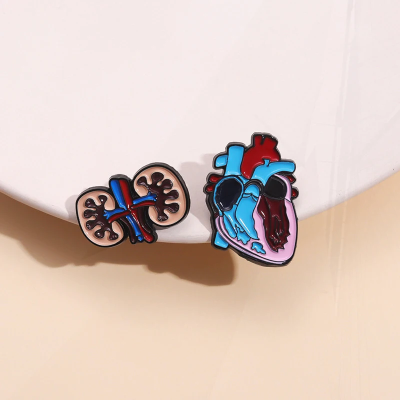 Intestine Nervous System Pin Lapel Badge Medical Jewelry Gift for Friends Floral Organs Enamel  Brooch Custom Rib Cage Heart