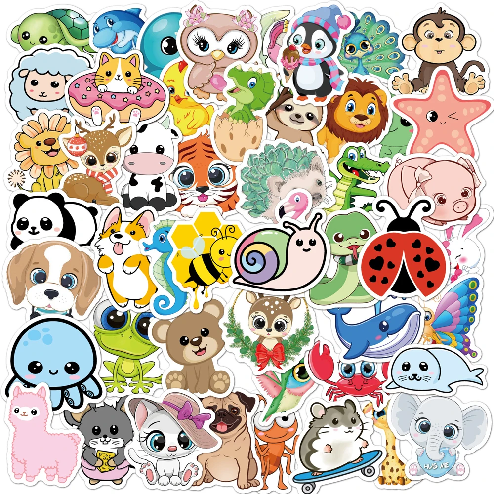 

10/30/50Cute Cartoon Animal Stickers Kawaii Decals Laptop Scrapbook Phone Suitcase Fridge Graffiti Decoration Sticker Kid Toy