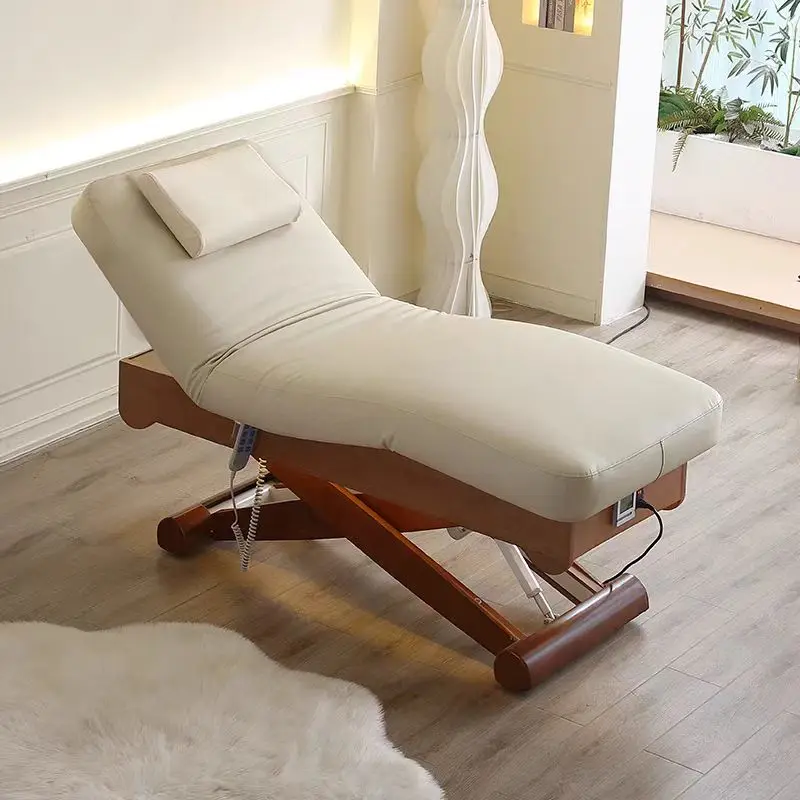 

Gold Cylinder Base Electric Beauty Facial Salon Lash Bed Spa Equipment Massage Bed