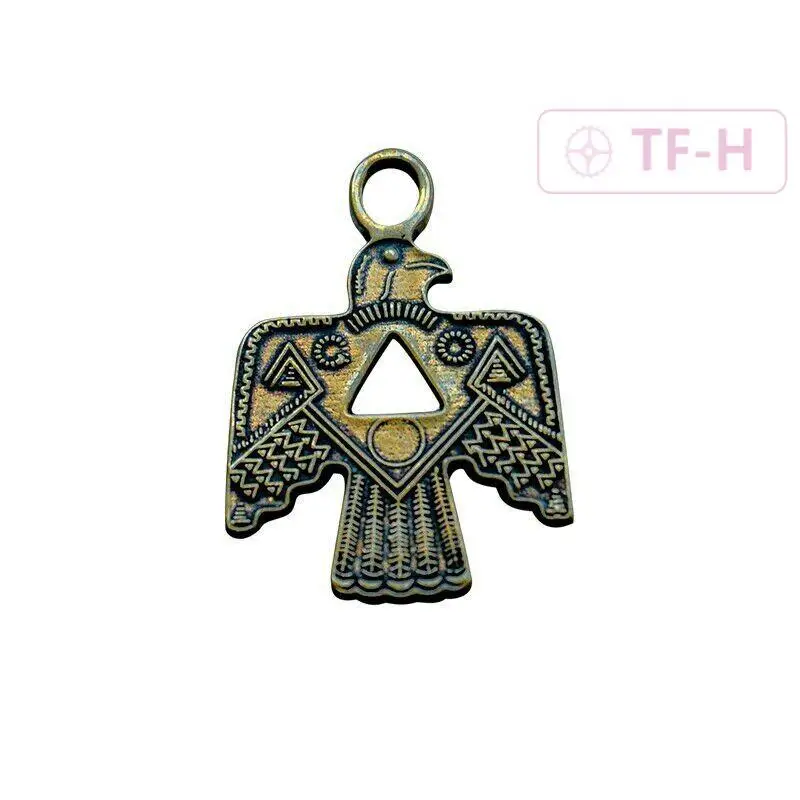 1Pcs Brass Indian Imprint Retro Thunderbird Totem Keychain Necklace Pendant