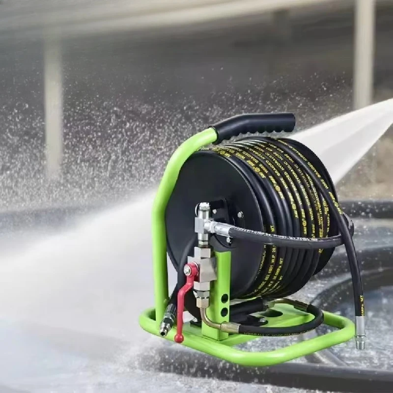 30M Por  Manual High Pressure Water Jet Hose Reel For Sewer Jetting Cleaning