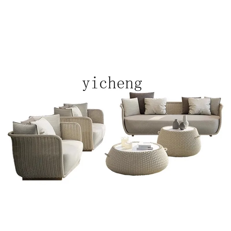 ZZ outdoor sofa courtyard terrace leisure garden hotel outdoor waterproof and sunscreen coffee table combination