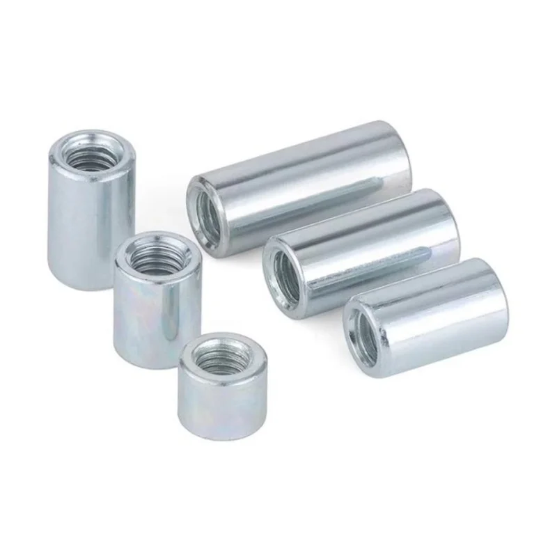 M6 M8 M10 M12 Zinc Plated Extend Long Lengthen Round Coupling Nut Connector Joint Sleeve Nut Joint Sleeve Tubular Nut 5~50pcs