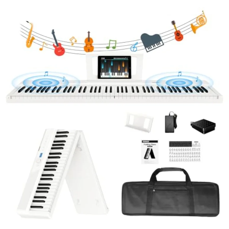 

Цифровое пианино TERENCE 88 с утяжеленными клавишами, белое, портативное, с динамиком 30 Вт, Bluetooth, MIDI, чувствительное к касанию, для начинающих и взрослых