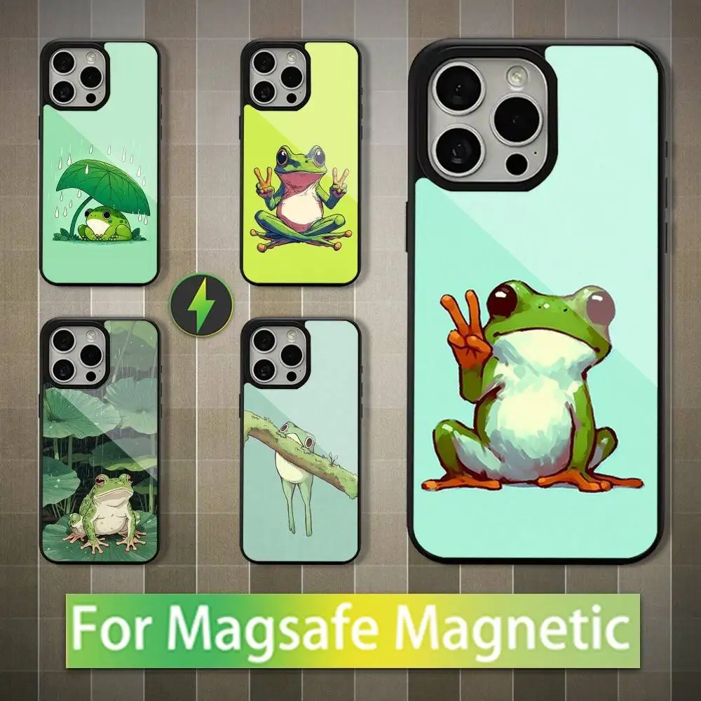 

Cute Art Cartoon Frog Phone Case For iPhone 16,15,14,13,12,11,Pro,Max,Plus,Mini,Magsafe,Magnetic Wireless Charging Case