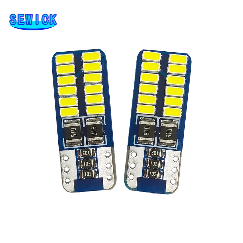 

100Pcs T10 W5W 168 192 Led Tail Light 3014 24 SMD 12V For Auto Lamp CANBUS NO Error Car Marker Parking Bulb White