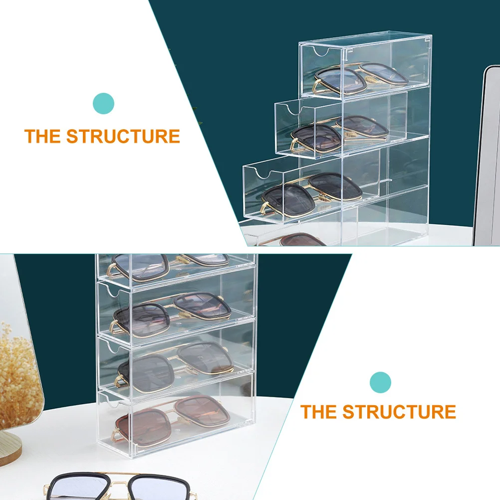 

Eyeglasses Storage Box Four-Layer Acrylic Display Holder For Sunglasses Reading Glasses Jewelry Display Stand Organizer