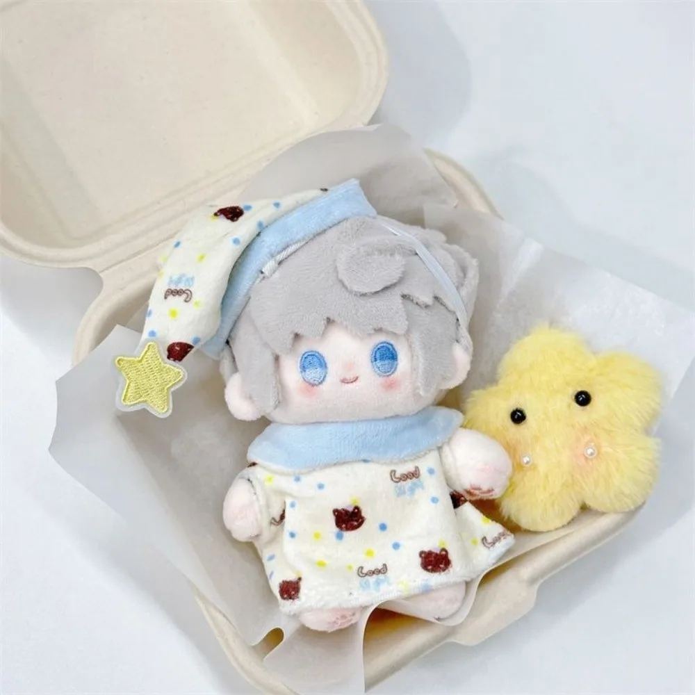 1 ensemble vêtements de nuit 10cm coton poupée vêtements étoile chapeau hérisson coton poupée vêtements ensemble dessin animé mignon 10cm poupée vêtements