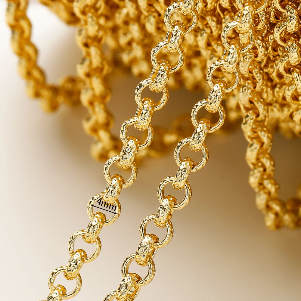 0.5/1m/pack 14K/18K Gold Color Plated Copper Flat Cross Chains for DIY Necklace Chains Jewelry Making Findings Supplies