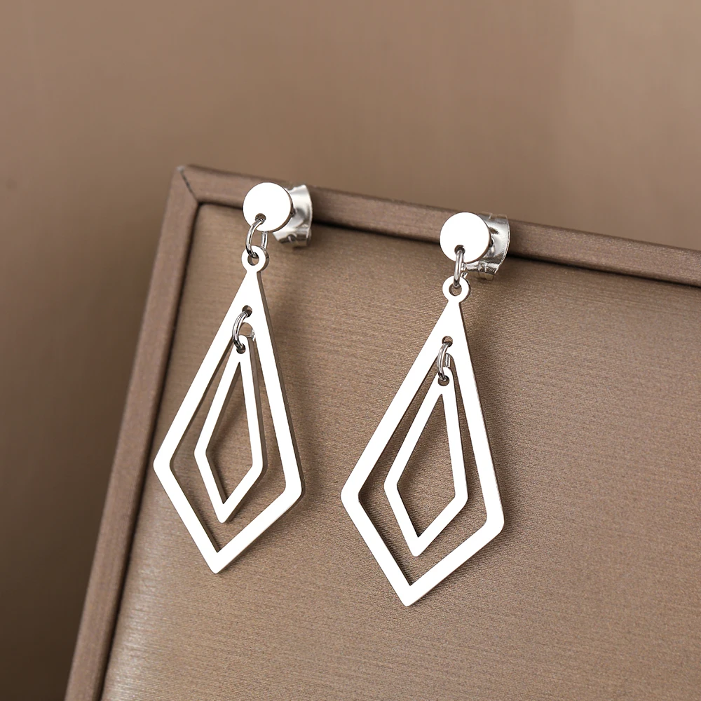 Stainless Steel Earrings Charms Vintage Geometric Fashion Pendant Earrings For Women Jewelry Wedding Party Girls Gifts