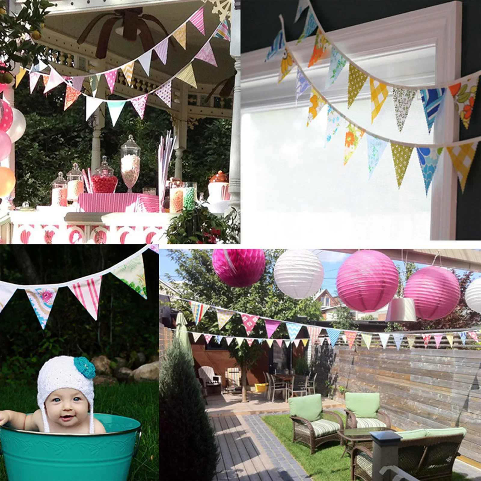 Fabric Bunting Banner None 15cm*19cm*19cm Baby Showers For Weddings Garden Parties Grand Openings High Quality