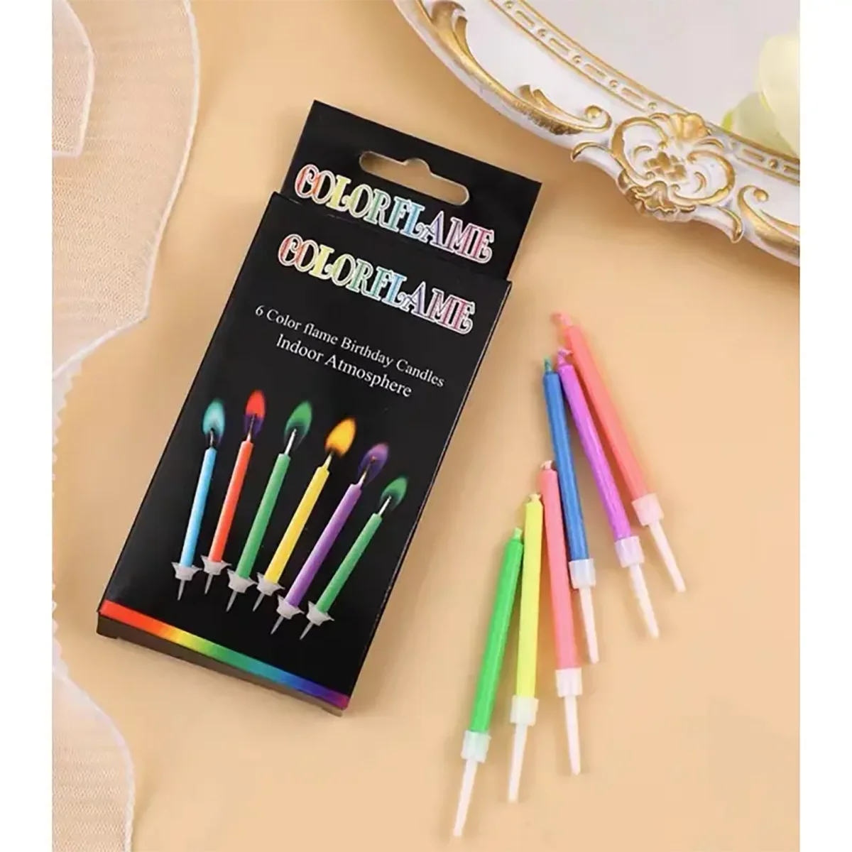 5/6/12Pcs Multicolour Flame Candles Colorful Wedding Party Birthday Cake Candles Decoration Party Supplies For Children Kids