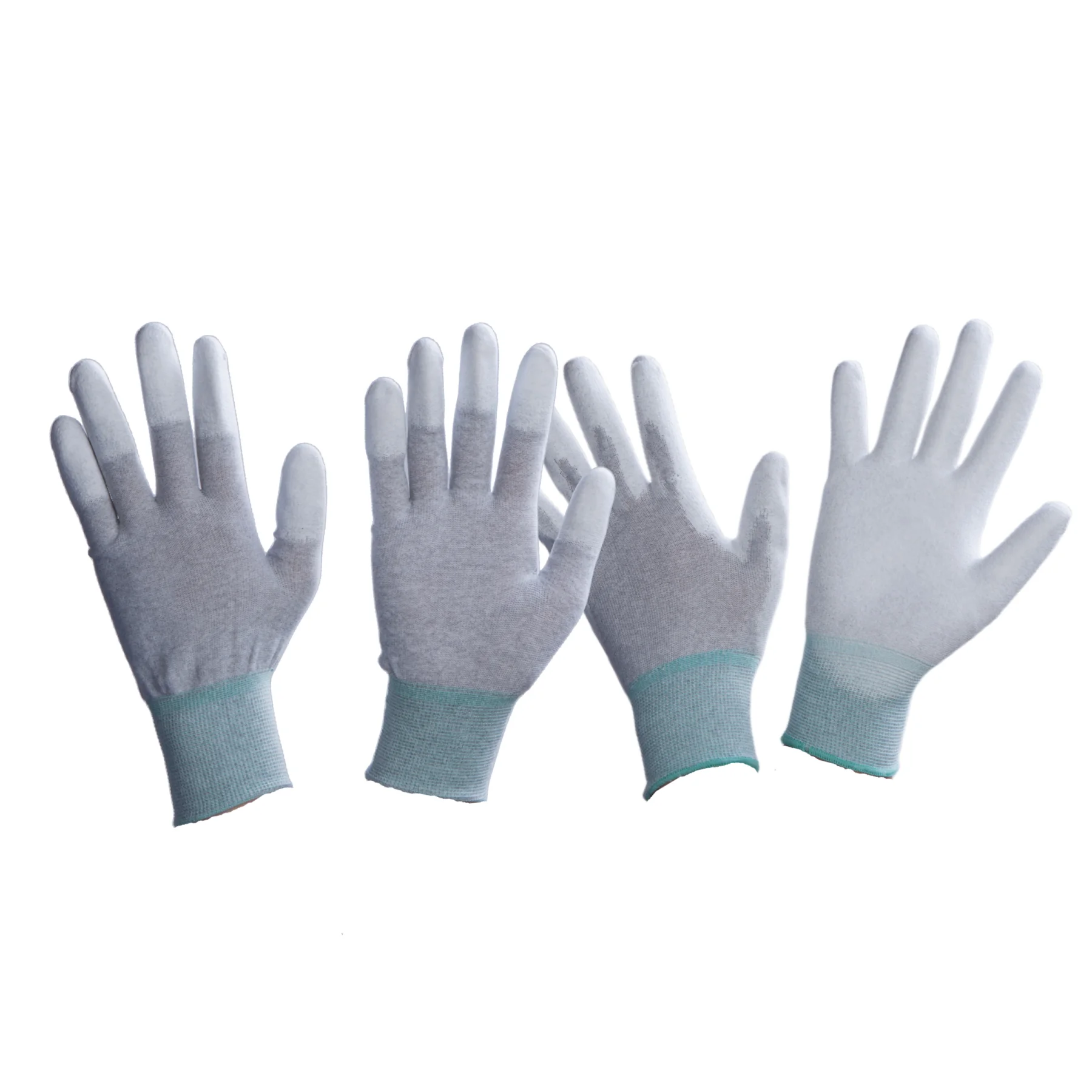 50PCS 13 Gauge Touch Screen Elestech Carbon Liner Esd Dotted Safe Anti Static Pu Palm Coated Work Glove White Esd Gloves