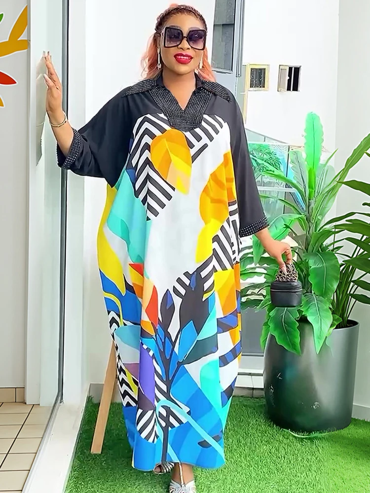 

Plus Size Dresses For Women African Dashiki Print Chiffon Maxi Dress Turkey Africa Clothes Robe Africaine Femme Dubai Kaftans