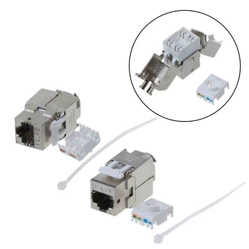 1Pc RJ45 Keystone Cat6 Cat6A Shielded FTP Zinc Alloy Module Keystone   Connector Adapter