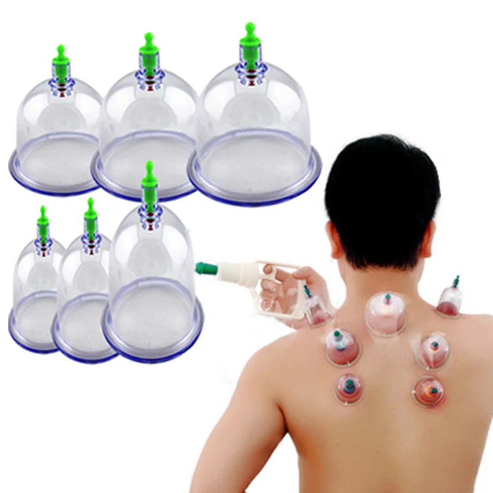 

6pcs Medical Vacuum Cupping With Suction Pump Therapy Device Set Body Relax Herapy Back Body Detox Chinese Massage Healthy Hot