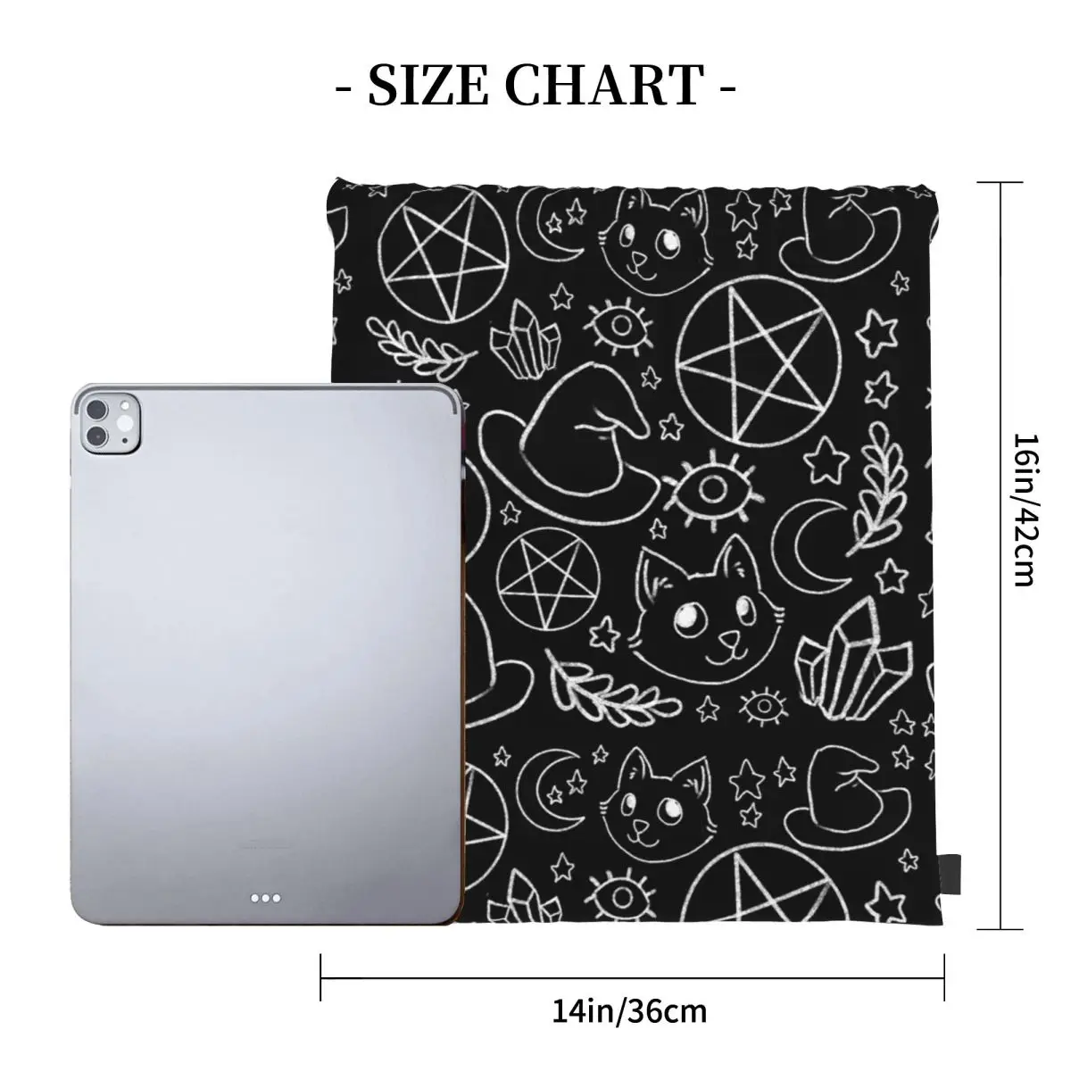 Witchy World Backpacks Casual Portable Drawstring Bags Sports Bag Book Bags For Travel Students