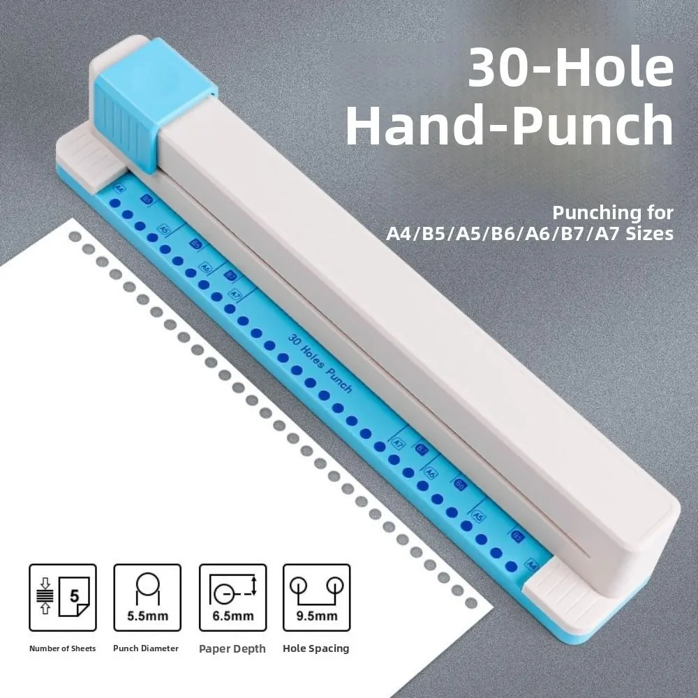 

High Quality 30 Hole Paper Punching Machine Lightweight Square Paper Puncher Heart Round Shape Punching Office Supplies