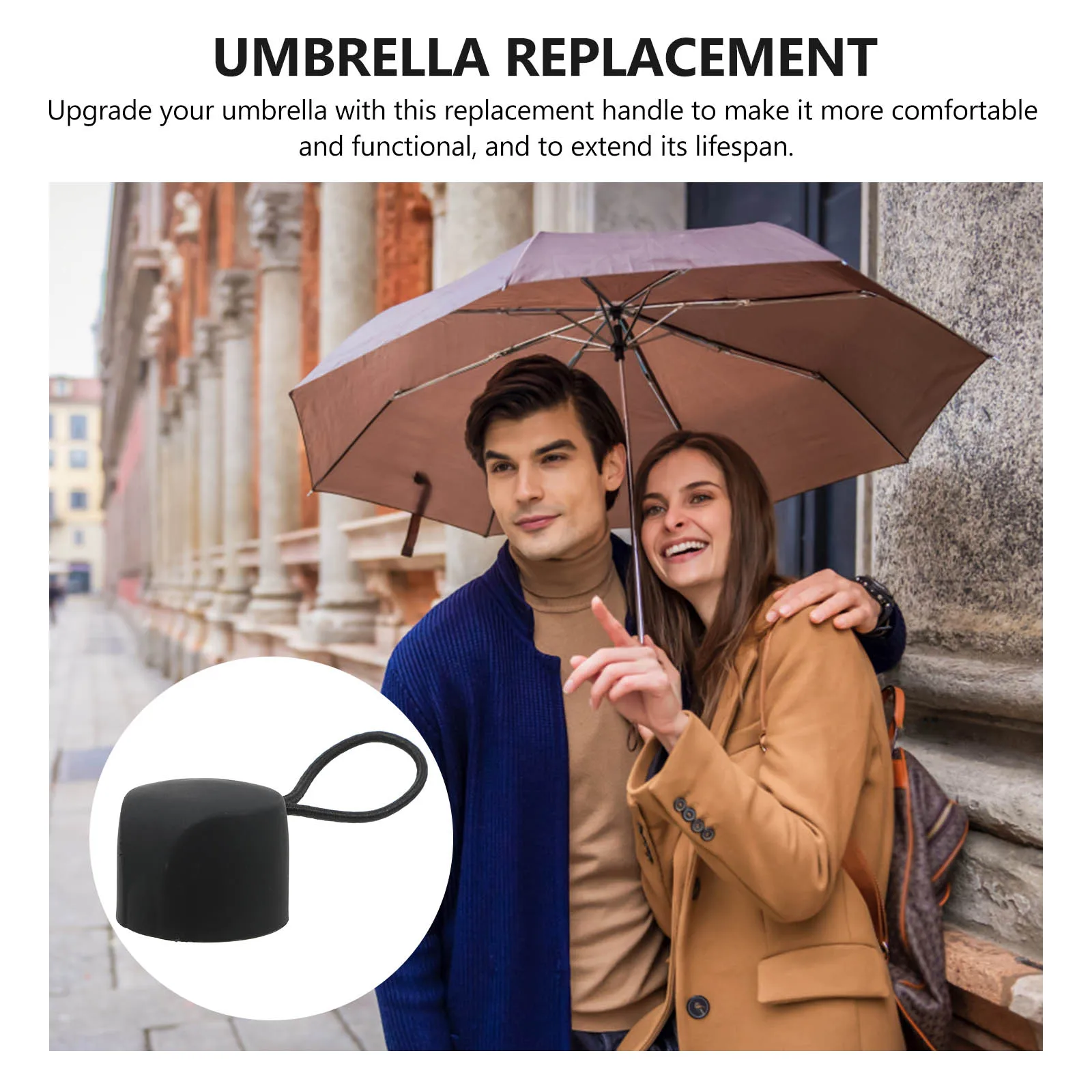 

Umbrella Handle Replacement 15-16mm Beauty Matte UV Foldable Sturdy Lightweight Anti-Slip Grip Daily Use Essentials