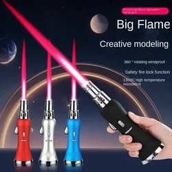 Metal High Temperature Welding Gun Lighter, Windproof Red Flame, Butane Inflatable Lighter, Outdoor Barbecue for Men