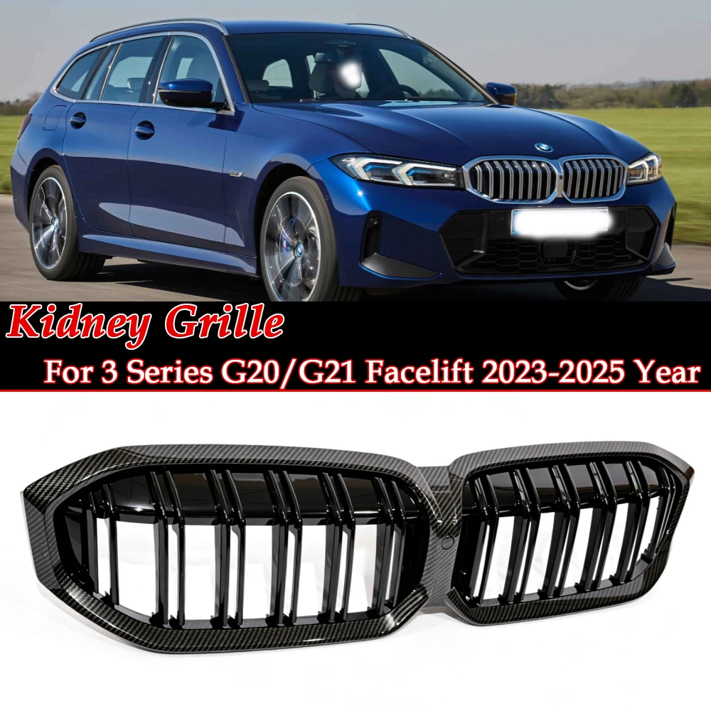 Kidney Grill Single Double Slat Carbon Look Gloss Black Maate Grill For BMW 3 Series G20 G21 Facelift LCI 2023-2025 316i 318i 32