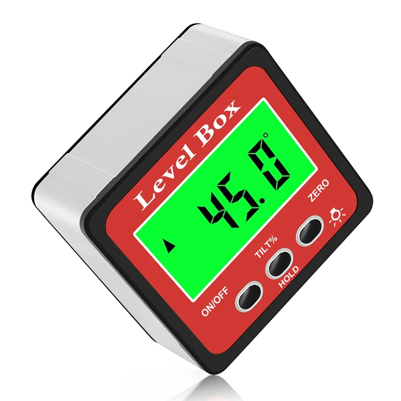 A61Z Deals Digital Level Box Protractor Angle Finder 90 Degree Level Gauge Bevel Gauge Inclinometer With Magnetic Based Backligh