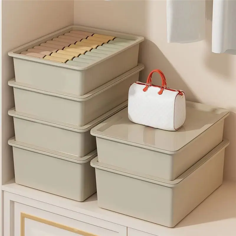 J1UL1N Large Capacity Storage Box For Wardrobe Organization - Multi-Grid Plastic Organizer For Underwear, Clothes,Socks