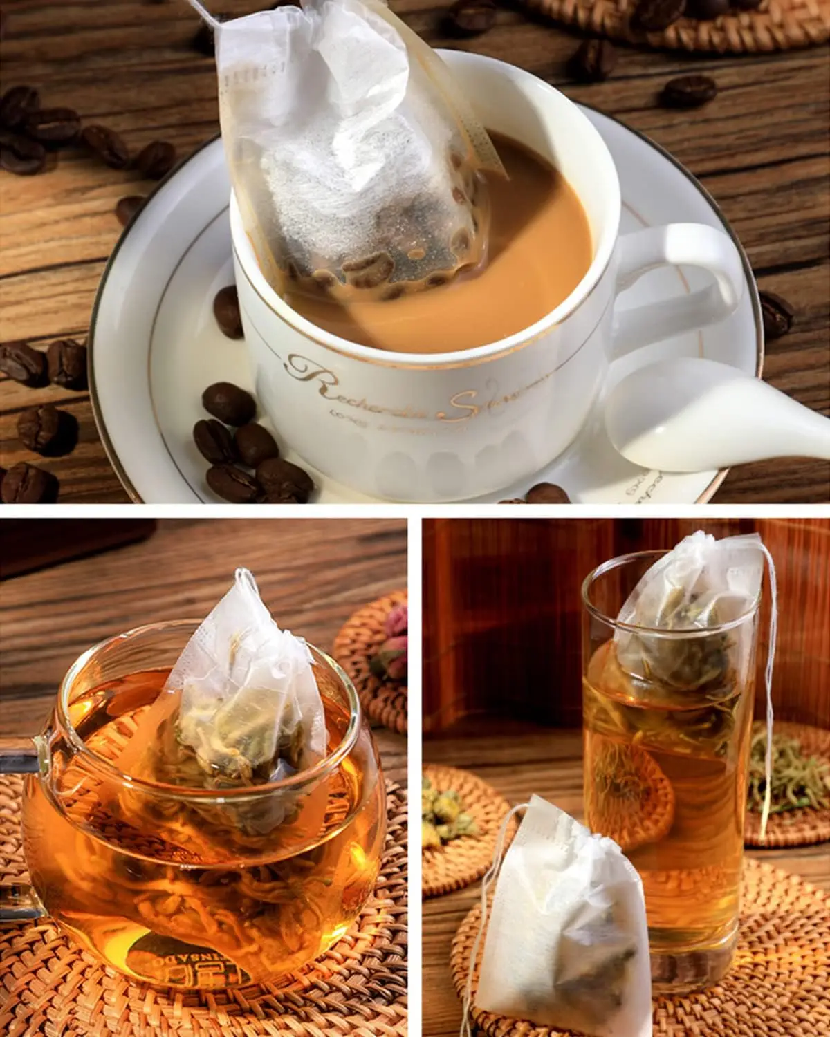 100Pcs Disposable Tea Bags for Loose Leaf Tea Natural Tea Filter Bags Tea Infuser for Loose Leaf Tea Coffee Spice Herbs