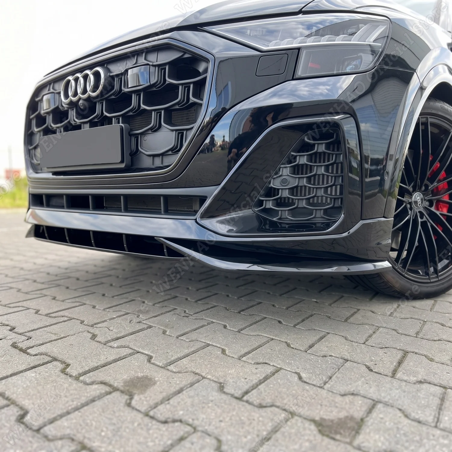 Front Bumper Lip Spoiler Splitter For Audi Q8 / SQ8 Mk1 4M Facelift 2024-2026 Diffuser Under Chin Apron Guard Body Kits Tuning
