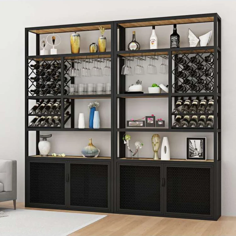 

Handmade Bar Cabinet Industrial Vintage Black Living Room Metal Modern Mobile Narrow Wine Rack Square Szafki Ideas Furniture