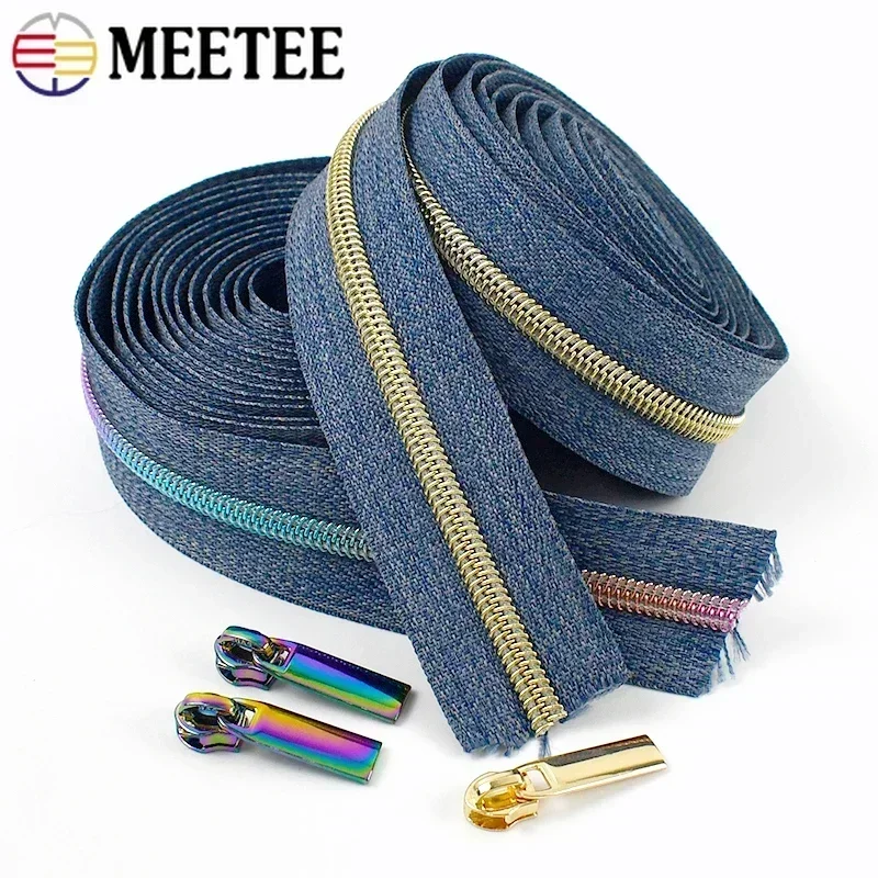 2/3/5M 5# Nylon Zipper Tape with Zip Puller Slider For Sewing Bag Garment Coil Zippers Closure Zips Repair Kit Accessories